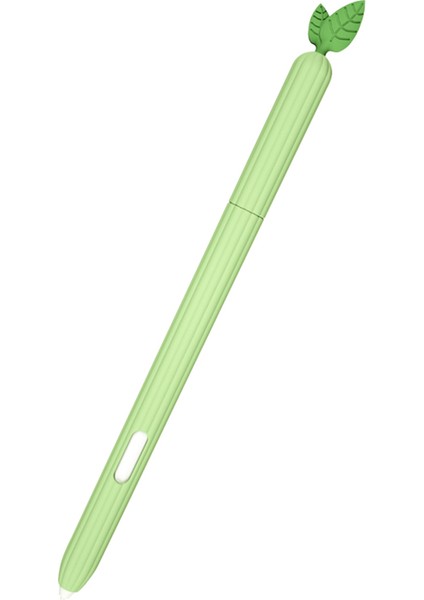 Samsung Galaxy Tab S7 T870 Silikon Stylus Kalem Tutucu Sebze Tarzı Kaymaz Kol Deri Cep Kapağı-Yeşil (Yurt Dışından)