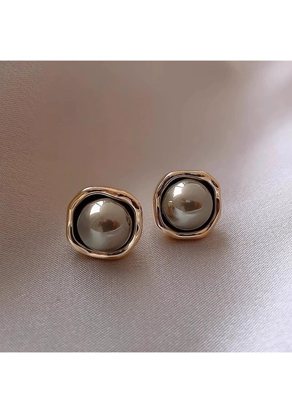 Zirkon Küpe Tasarımı Minimalist Vegan Loop Geometrik Inci Küpe (Yurt Dışından)