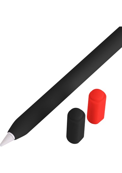 Apple Pencil (Usb-C) Için 2 Uç Kapağına Sahip Silikon Kılıf, Düşmeye Lı Kalem Kılıfı-Siyah (Yurt Dışından)