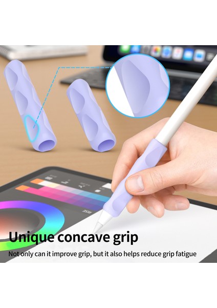 Apple Pencil Için 2 Adet Silikon Kılıf, Huawei M-Pencil Serisi Kalem Kapağı Tutacağı-Mor (Yurt Dışından)