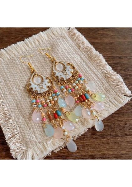 Küpeler Tatil Stili Küpeler Rafya Hasır El Yapımı Rattan Küpeler (Yurt Dışından)