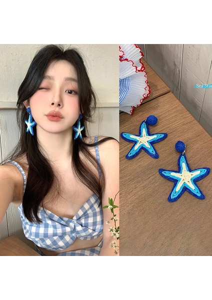 Küpeler Tatil Stili Küpeler Rafya Hasır El Yapımı Rattan Küpeler (Yurt Dışından)