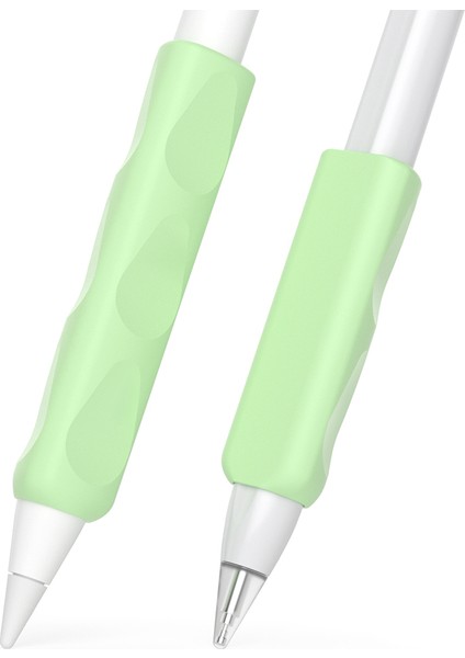 Apple Pencil Için 2 Adet Silikon Kılıf, Huawei M-Pencil Serisi Kalem Kapağı Tutacağı-Yeşil (Yurt Dışından)