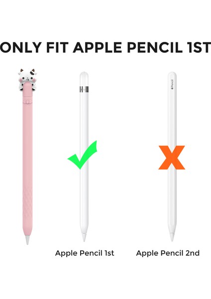 Ahastyle PT129-1 Apple Pencil (1. Nesil) Stylus Kalem Kapağı Karikatür Hayvan Silikon Koruyucu Kılıf-Pembe Inek (Yurt Dışından) fiyatları