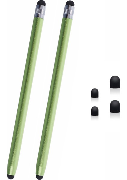 2 Adet Pasif Stylus Kalem Pürüzsüz Yazma Çizim Dokunmatik Ekran Kalemi Çift Silikon Uçlu-Açık Yeşil (Yurt Dışından)
