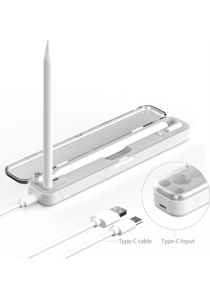 P2 2'si 1 Arada Kablosuz Şarj Kutusu Taşıma Çantası Apple Pencil 2./1. Nesil, Kapaklı Saklama Kutusu Kalem Tutucu (Yurt Dışından)