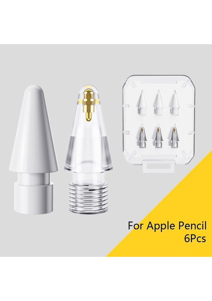 Essager 3 Adet Pom + 3 Adet Pc Kapasitif Kalem Ucu Seti Çizim Yazma Kalemi Ince Uçlar Için Yedek Kalem Uçları - Beyaz + Şeffaf (Yurt Dışından)