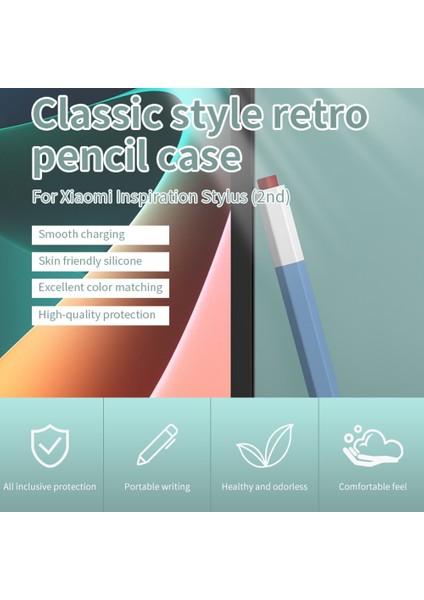 Love Meı Klasik Stil Retro Kalem Kutusu Yumuşak Silikon Kılıf Xiaomi Ilham Kalemi (2.) Kaymaz Kalem Tutacağı 2 Adet Kapaklı-Koyu Mavi (Yurt Dışından)
