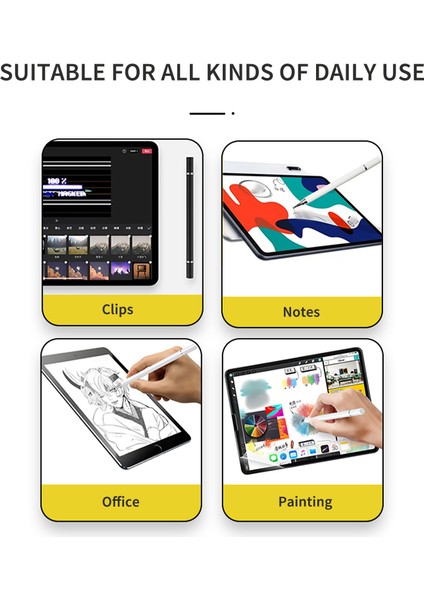 2'si 1 Arada Ekran Kalemi Kapasitif Kalem Yüksek Hassasiyet Kalemi Evrensel Kapasitif Ekran Kalemi Android, Ios ile Uyumlu - Siyah (Yurt Dışından)