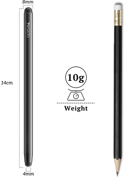 Yesıdo ST01 2'si 1 Arada Dokunmatik Ekran Kalemi Kapasitif Kalem iPad iPhone Tabletler Samsung Için (Yurt Dışından)