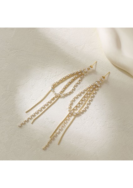 Püskül Koleksiyon Küpeler Moda Küpeler Zirkon Küpeler Uzun (Yurt Dışından)