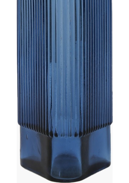 Üçgen Cam Vazo Mavi L 10X24CM