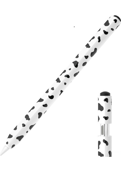 Apple Pencil (Usb-C) Silikon Kılıf Inek Desenli Stylus Kalem Koruyucu Kılıf Kapağı-Siyah (Yurt Dışından)