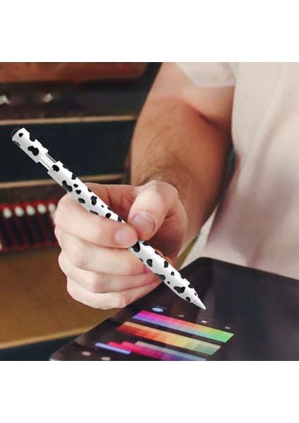 Apple Pencil (Usb-C) Silikon Kılıf Inek Desenli Stylus Kalem Koruyucu Kılıf Kapağı-Siyah (Yurt Dışından)