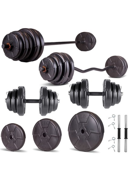 Hero Serisi 58 kg Z Bar Dambıl Seti ve Fitness Ağırlık Seti