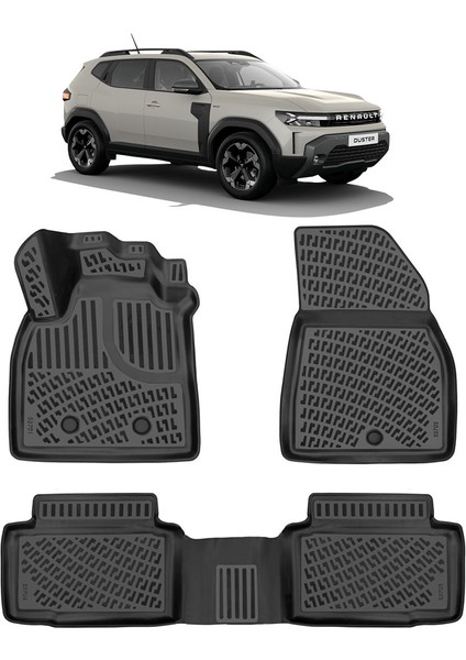 Renault Duster Eco G & E-Tech Full Hybrit 4x2 2024 Sonrası 3D Havuzlu Paspas Siyah