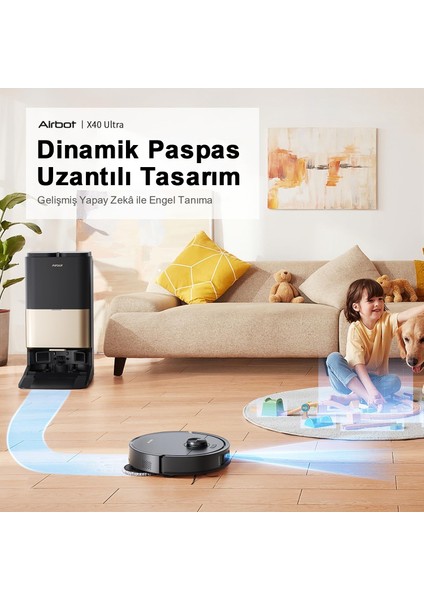 X40 Ultra Akıllı Robot Süpürge 17000Pa Emiş Gücü, Otomatik Toz Toplama, Mop Yıkama, Su Dolum ve AirGPT Yapay Zekâ Navigasyon Sistemi