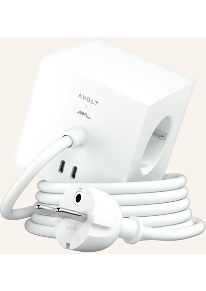 Square 1 Priz, Usb-C, Manyetik, 3'lü Schuko Çıkışı, 1.8 M Kablo