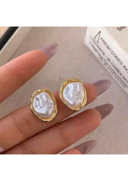Zirkon Küpe Tasarımı Minimalist Vegan Loop Geometrik Inci Küpe (Yurt Dışından)