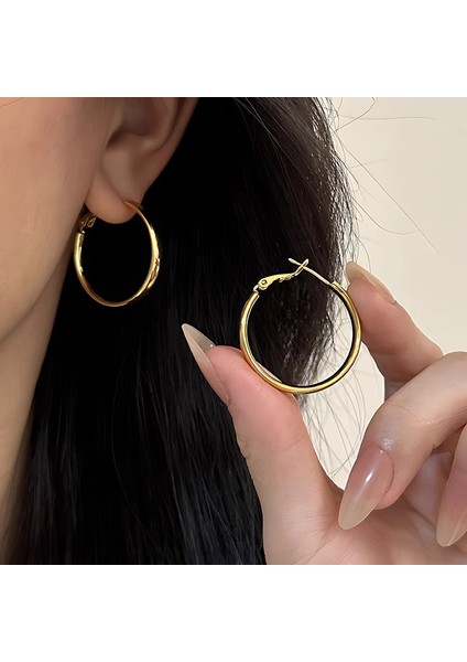 Büyük Halka Küpeler Basit Düz Halka Küpeler Küpeler (Yurt Dışından)