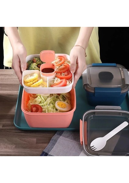 1100ML/1500ML Taşınabilir Öğle Yemeği Kutusu Konteyneri 2 Katmanlı Izgara Salata Kasesi Bento Kutuları Salata Kaseleri Öğle Yemeği Kutusu Öğle Yemeği Konteyneri Yiyecek Için (Yurt Dışından)