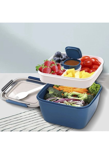 1100ML/1500ML Taşınabilir Öğle Yemeği Kutusu Konteyneri 2 Katmanlı Izgara Salata Kasesi Bento Kutuları Salata Kaseleri Öğle Yemeği Kutusu Öğle Yemeği Konteyneri Yiyecek Için (Yurt Dışından)