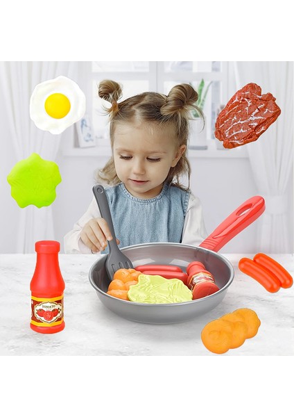 8 Adet Çocuk Mutfak Gıda Oyuncakları Simülasyon Tencere Oyun Seti Rol Yapma Oyunu Tencere Biftek Sebze Ekmek Sosisli Sandviç Omlet Çocuk Hediyesi (Yurt Dışından)