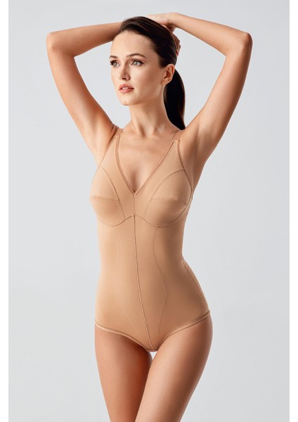 Kadın Korse Body Tüm Vücut Şekillendirici Toparlayıcı Askılı Ten 369605