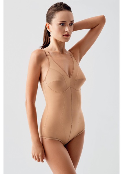 Kadın Korse Body Tüm Vücut Şekillendirici Toparlayıcı Askılı Ten 369605
