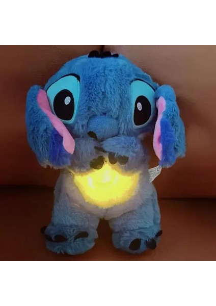 Lilo ve Stitch Nefes Alan Çocuk Peluş Sakinleştirici Oyuncak Karikatür Bebek Müzik Işık Uyku Oyuncağı Pembe Stitch (Yurt Dışından)