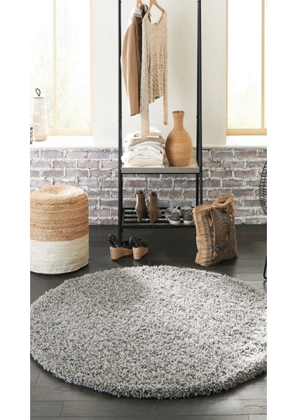Soft Shaggy Doğal Kaymaz Taban Daire Halı 100X100 120X120