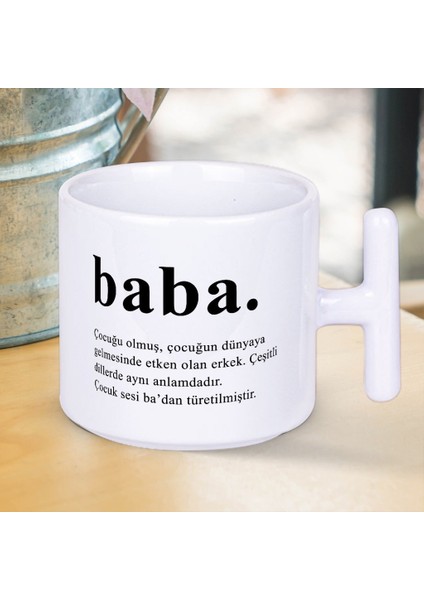 Baba Kelime Anlamı Baskılı T Kupa Bardak-1