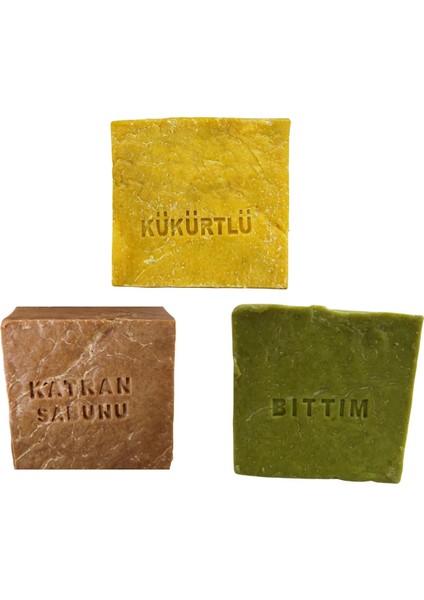 Doğal Kükürt Sabunu + Doğal Katran Sabunu + Doğal Bıttım Sabunu