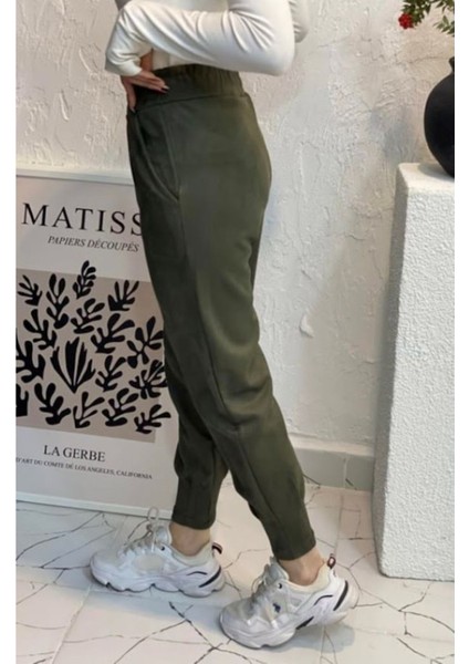 Kadın Paça Pensli Süet Pantolon