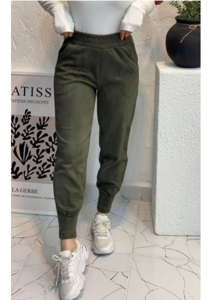 Kadın Paça Pensli Süet Pantolon