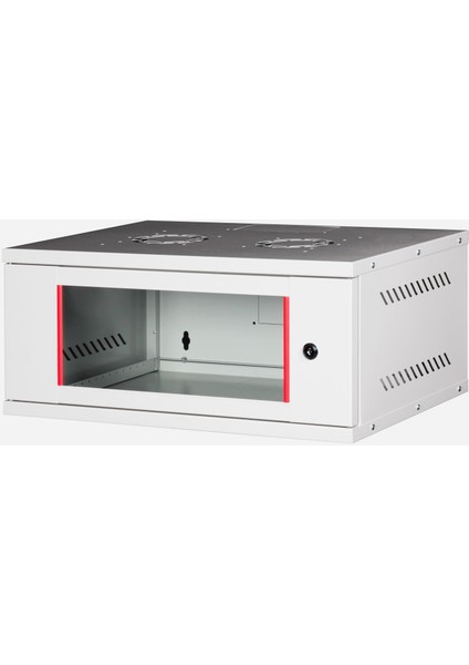 - 4u 19" Cam Kapaklı Duvar Tipi Rack Kabinet – Genişlik: 544 mm | Derinlik: 400 mm – Açık Gri (Demonte)