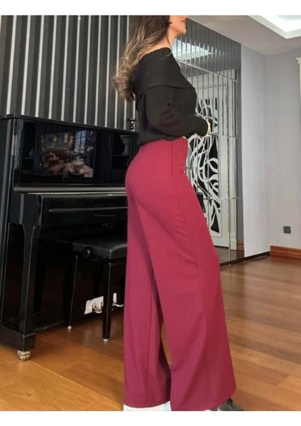 Kadın Krep Kumaş Palazzo Pantolon
