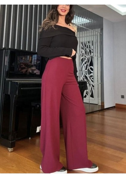 Kadın Krep Kumaş Palazzo Pantolon