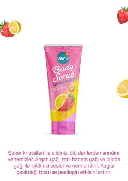 Çilek ve Limon Aromalı, Besleyici, Arındırıcı, Nemlendirici Vücut Peelingi 250 G modelleri