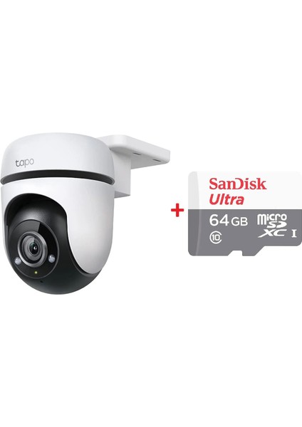 Tapo C500 Dış Mekan Yatay-Dikey Wi-Fi Güvenlik Kamerası + 64GB Sandisk Ultra Bellek