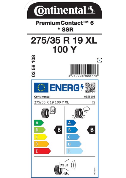 275/35 R19 100Y Xl Pc6 Ssr * Oto Yaz Lastiği (Üretim Yılı:2024)