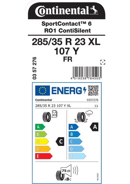 285/35 R23 107Y Xl Fr Sc6 Ro1 Contisilent Oto Yaz Lastiği (Üretim Yılı:2023)