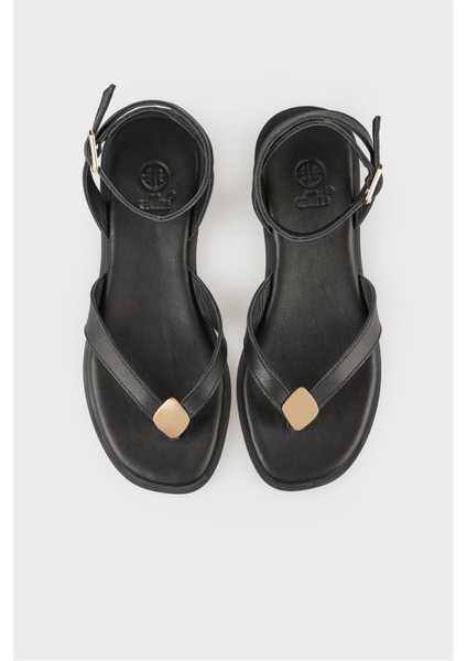 Siyah Deri Kadın Sandalet fırsatları