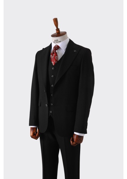 Viskon ve Likra Karışımlı Slim Fit Yelekli Erkek Takım Elbise - Şık ve ZARIF-KAW1032S fiyatları