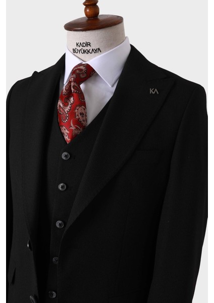 Viskon ve Likra Karışımlı Slim Fit Yelekli Erkek Takım Elbise - Şık ve ZARIF-KAW1032S fırsatları