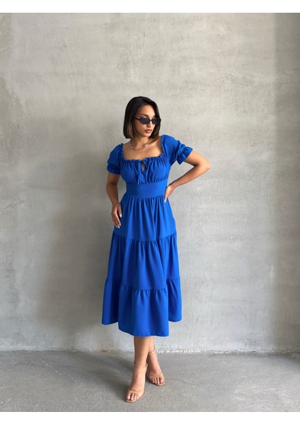 Kadın Yakası Büzgülü Esnek Elbise fiyatları