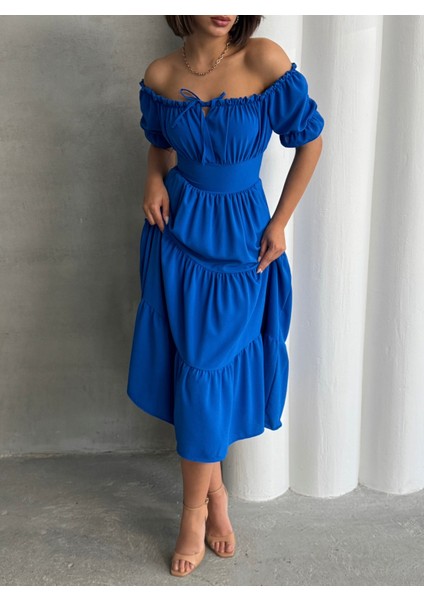 Kadın Yakası Büzgülü Esnek Elbise fırsatları