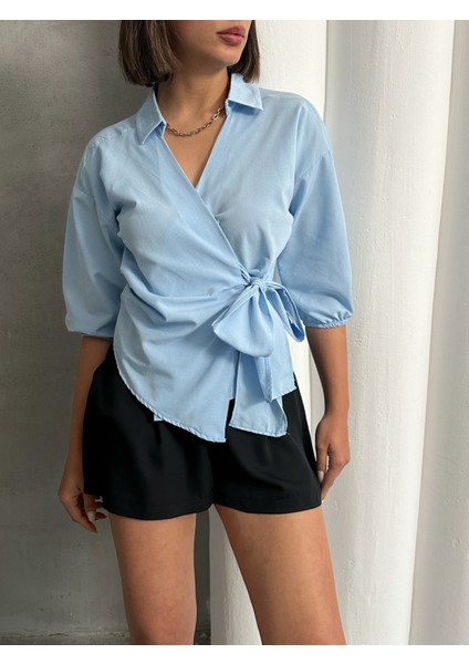 Kadın Yandan Bağlamalı Gömlek modelleri