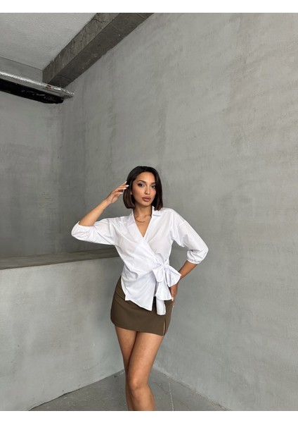 Kadın Yandan Bağlamalı Gömlek modelleri