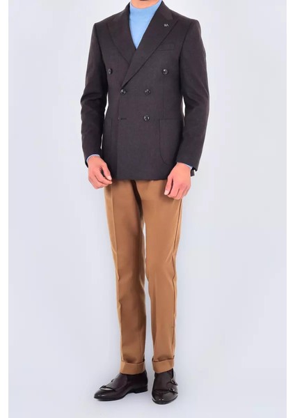 Modern Slim Fit Dar Kesim Kruvaze Erkek Viskon CEKET-KAV5251W
